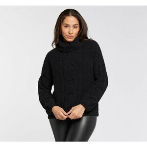 New with Tags Seven7 CABLE KNIT COWL NECK SWEATER SZ L in Black